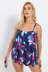 Yours Curve Navy Blue Floral Print Tankini Top - Size 22 Image 2