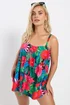 Yours Curve Black Tropical Print Tankini Top - Size 18 Image 2