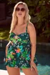 Yours Curve Green Tropical Print Tankini Top - Size 16 Image 1