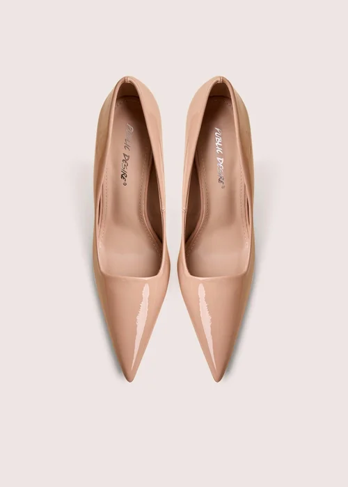 Public Desire Caviar Nude Patent Pu Court Stiletto High Heels - Size 3 Image 2