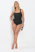 Yours Curve Black Ruched Tummy Control Swimsuit - Size 34-36 Image 4