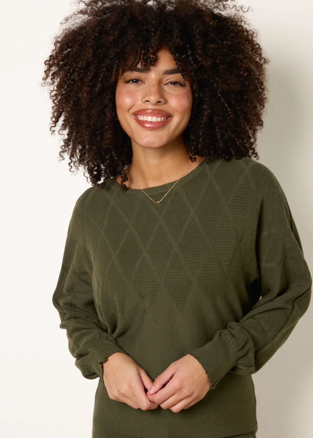 Blue Vanilla Khaki Patterned Jumper - L/XL Image 3