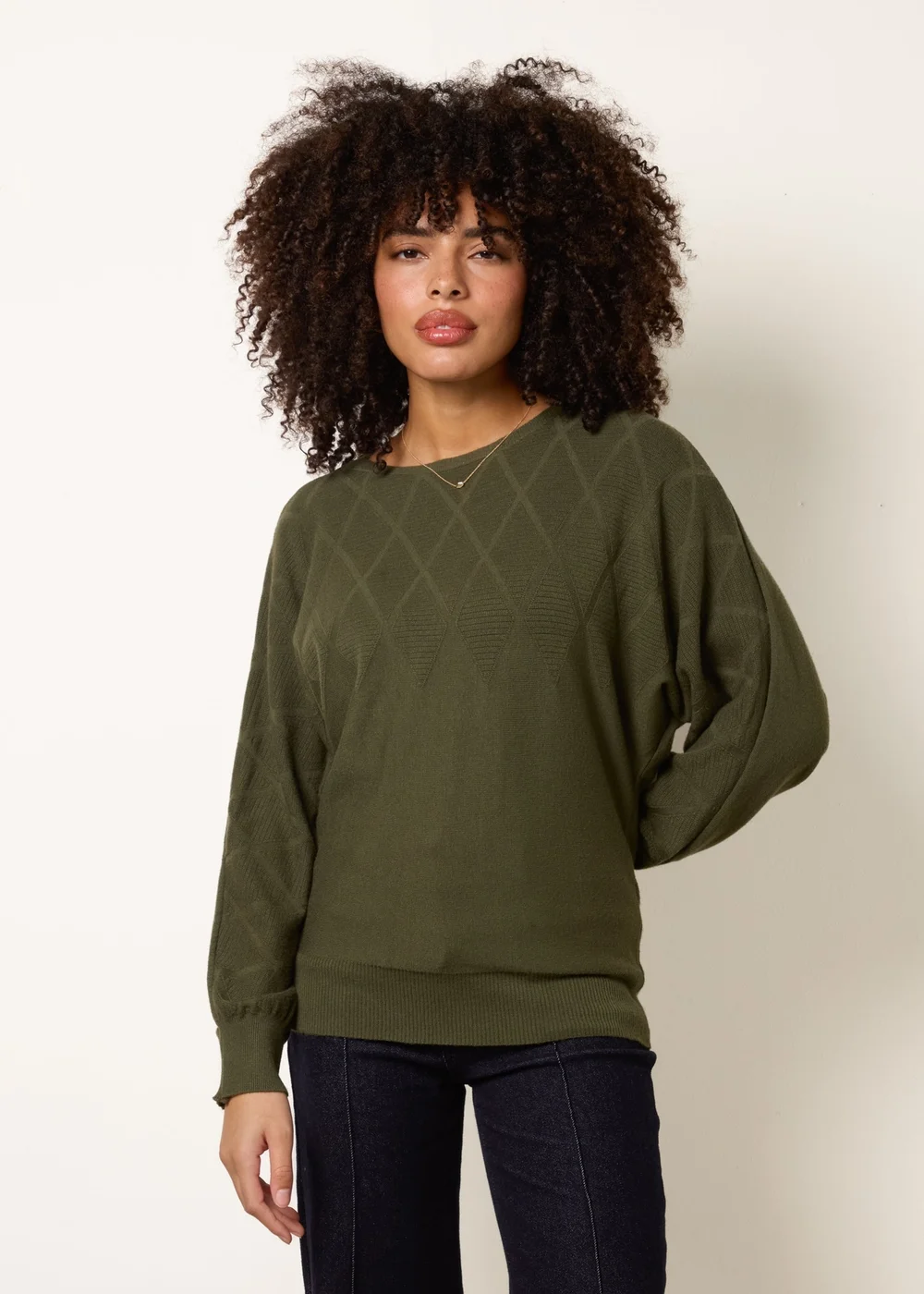 Blue Vanilla Khaki Patterned Jumper - Large/Extra Large Image 1