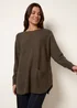 Blue Vanilla Khaki Pocket Slash Neck Jumper - One Size Image 2