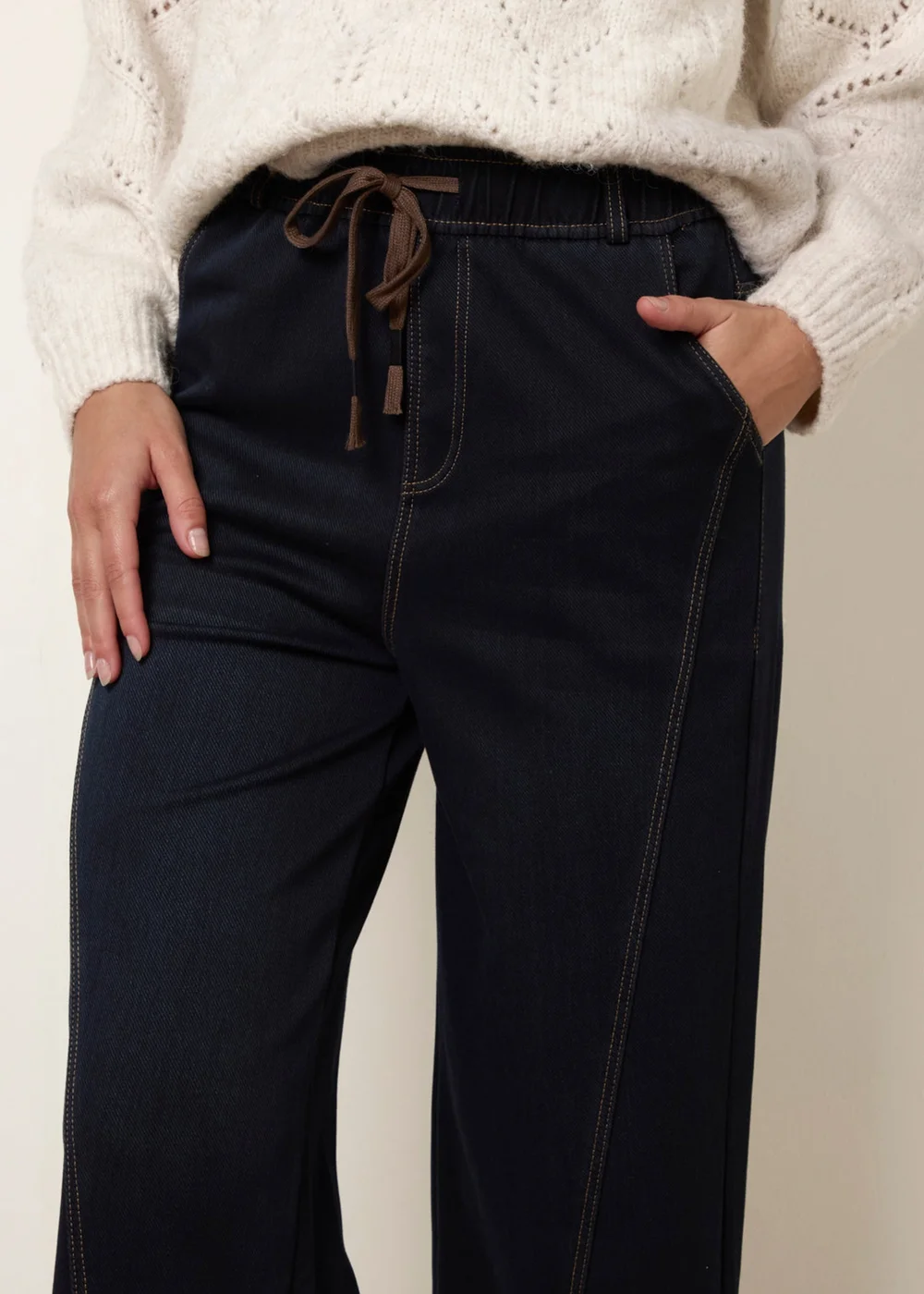 Blue Vanilla Navy Seam Detail Jeans - Medium Image 3
