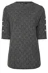 Yours Curve Grey Check Soft Touch Button Top - Size 20 Image 5
