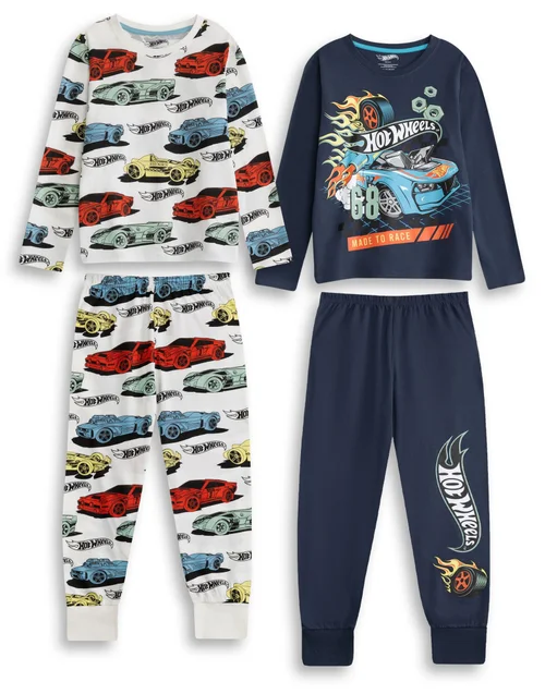 Hot Wheels Kids Long Pyjama Set 2 Pack ( 3-12 Yrs) - Age 5-6 Years Image 1