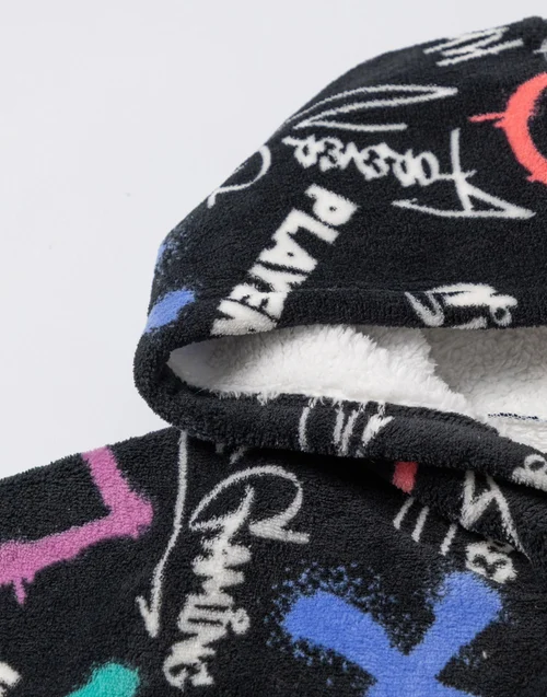 Vanilla Underground PlayStation Kids Black With Colorful Graphics Blanket Hoodie - One Size Image 3