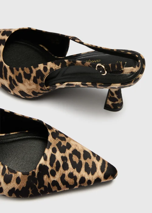 Beige Leopard Sling Back Kitten Heels - 3 Image 2