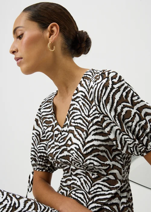 Brown Zebra Print Midi Tea Dress - 8 Image 3