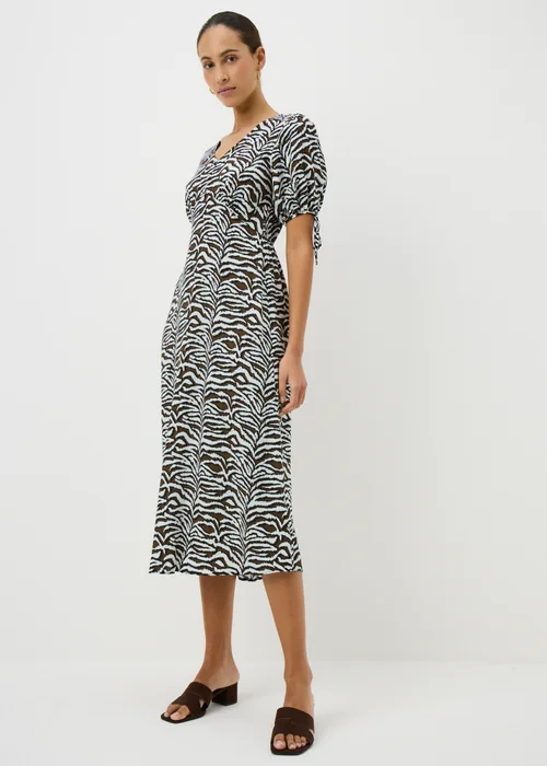 Brown Zebra Print Midi Tea Dress - 8 Image 2