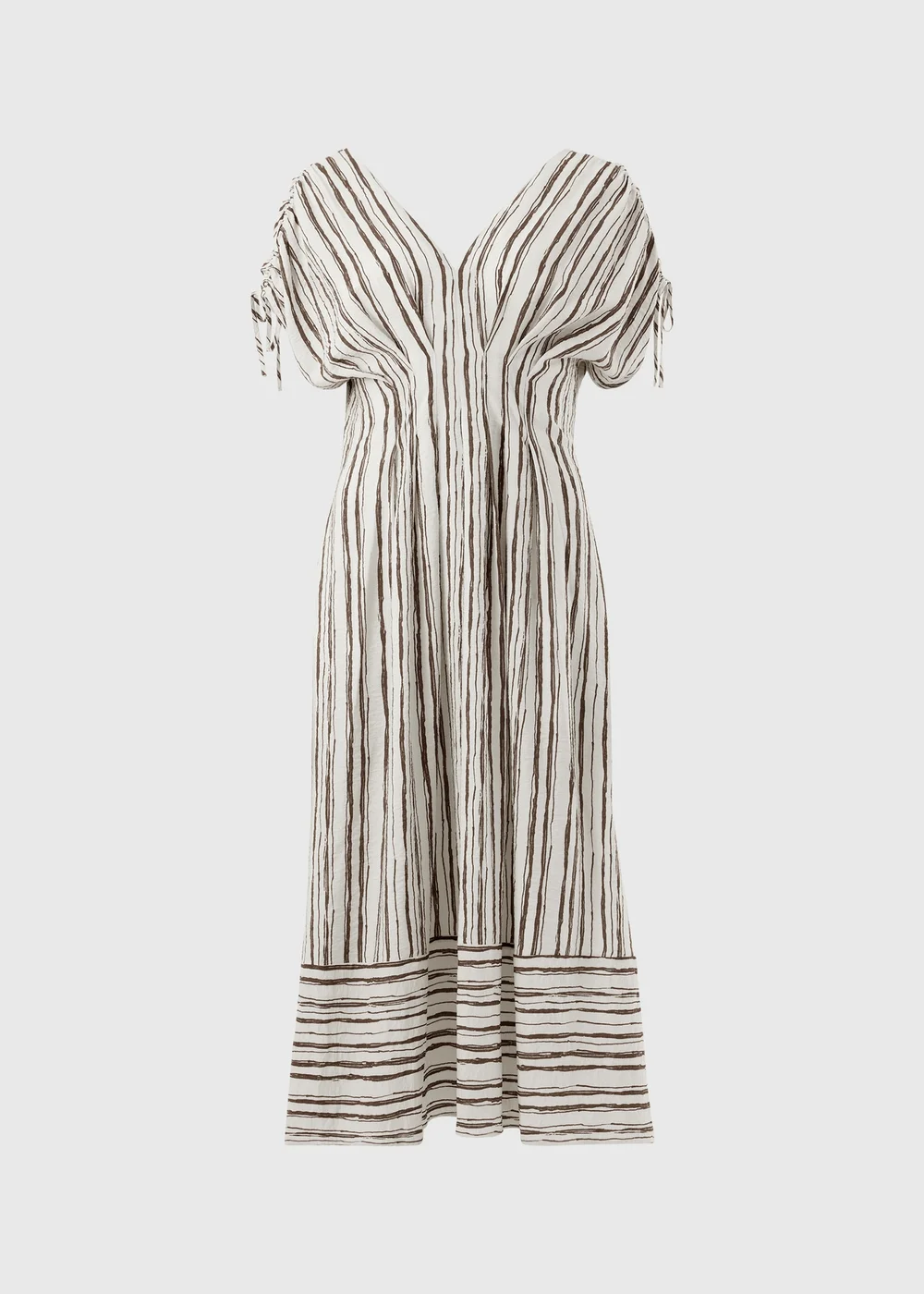 Cream Stripe Cinched Waist Midaxi Dress - 20 Image 2