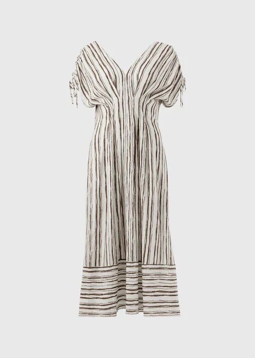 Cream Stripe Cinched Waist Midaxi Dress - 20 Image 2