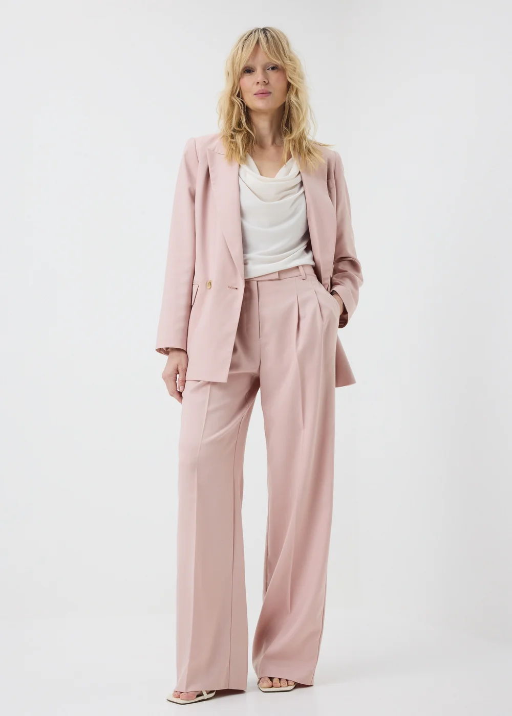 Pink Wide Leg Co Ord Trousers - Size 16 29 leg Image 1