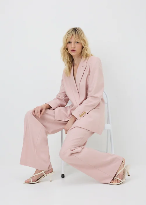 Pink Wide Leg Co Ord Trousers - Size 16 29 leg Image 3
