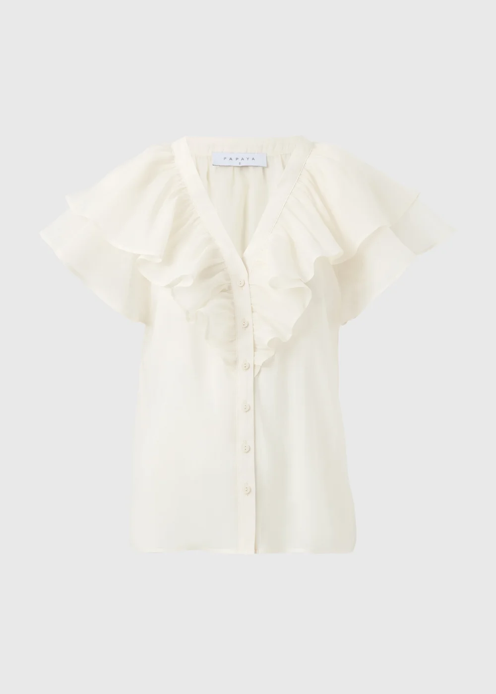 Cream Frill Short Sleeve Blouse - 8 Image 4