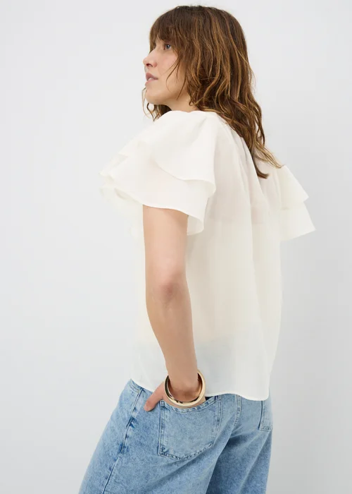 Cream Frill Short Sleeve Blouse - 8 Image 3