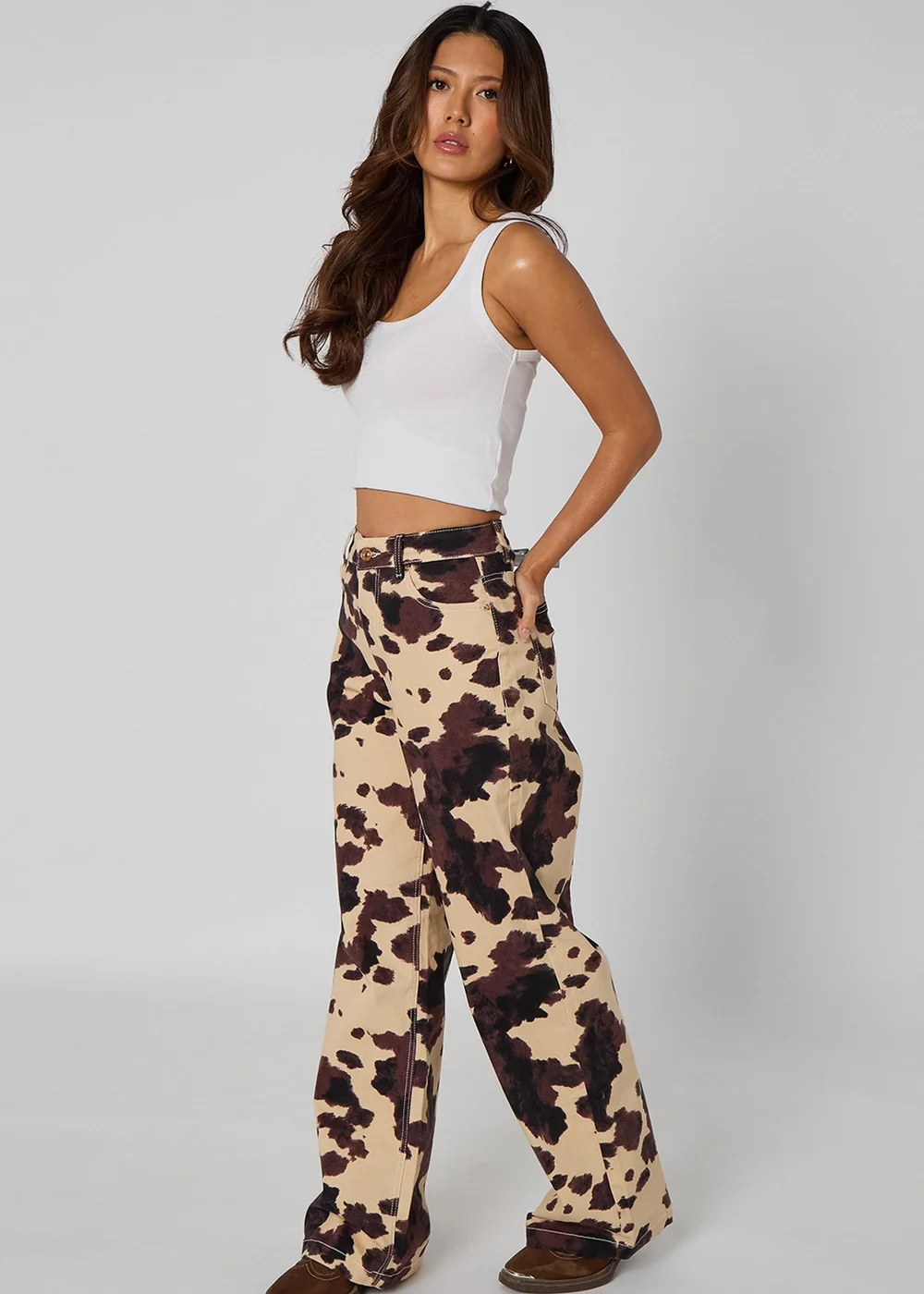 Urban Bliss Brown Cow Print Jeans - 12 Image 3
