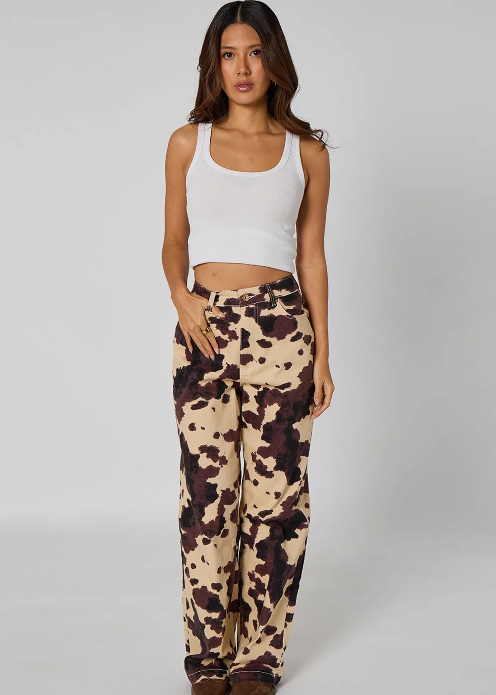 Urban Bliss Brown Cow Print Jeans - 12 Image 2