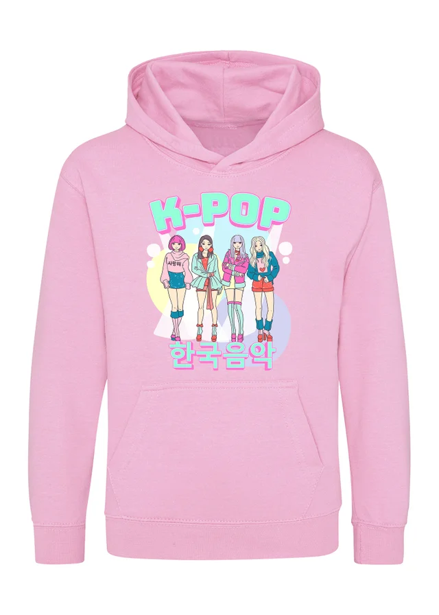 Ada & Ted Brands In K-Pop Girl Band Girls Pink Graphic Hoodie (3-13 Years)