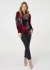 Izabel London Red Abstract Knit Long Sleeve Jumper - 12 Image 4