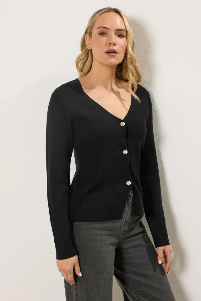 Long Tall Sally Black Button Cardigan