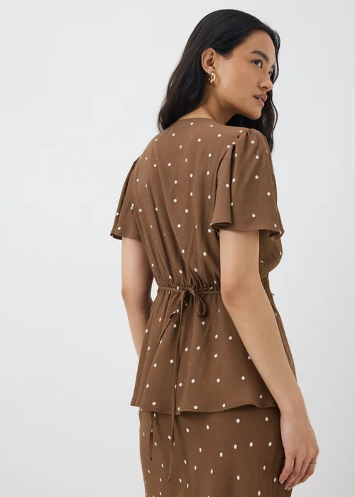 Chocolate Brown Spot Lace Trim Co Ord Tea Top - 8 Image 2