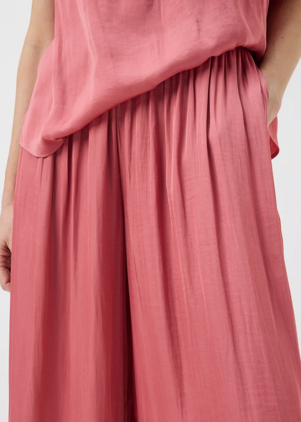 Pink Satin Wide Leg Co Ord Trousers - 8 R Image 3
