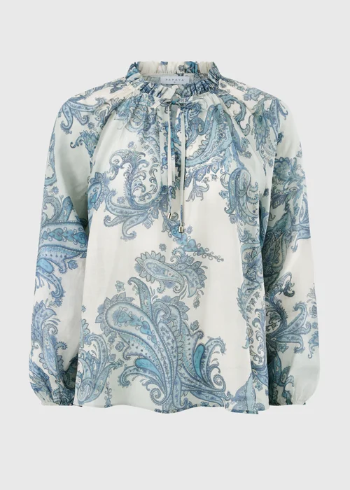 Blue Paisley Tie Neck Co Ord Blouse - 10 Image 4