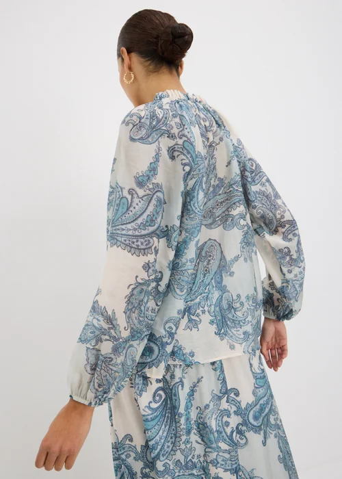 Blue Paisley Tie Neck Co Ord Blouse - 10 Image 2