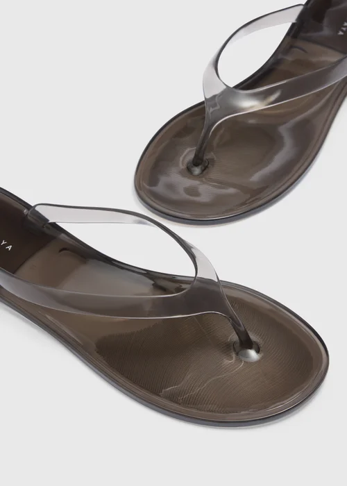 Black Jelly Flip Flops - 3-4 Image 2