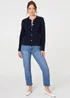 Izabel London Navy Textured Button Front Collared Jacket - 8 Image 4