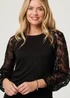 Izabel London Black Floral Lace Long Sleeve Blouse Top - 8 Image 3