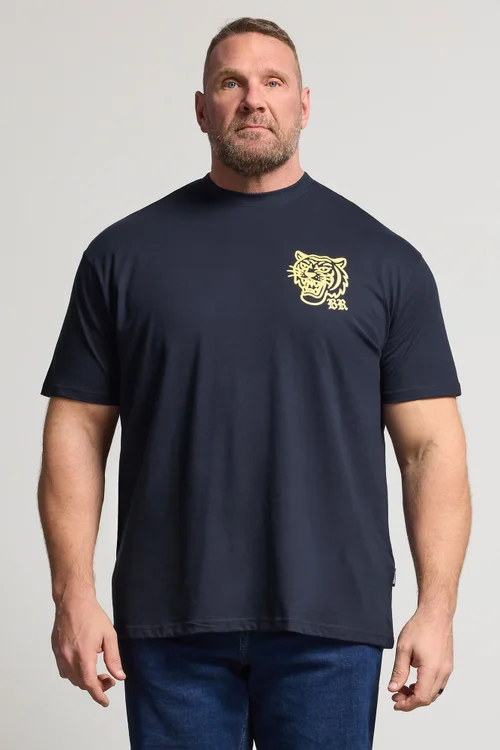 BadRhino Navy Blue Tiger Graphic T-Shirt - 3XL Image 3