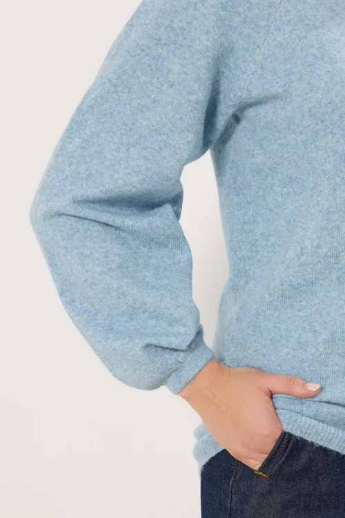 Long Tall Sally Light Blue Knit Balloon Sleeve Jumper - 14-16 Image 5