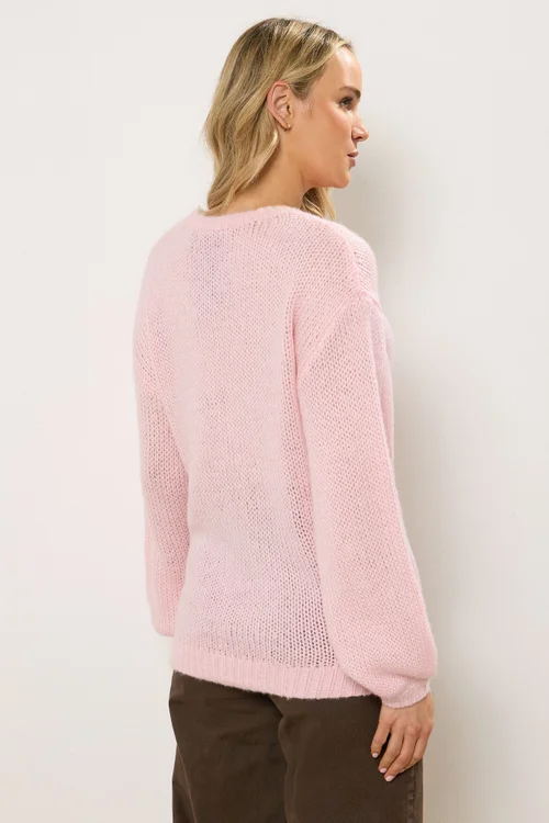 Long Tall Sally Pink Balloon Sleeve Jumper - Size 10-12 Image 3