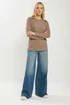 Long Tall Sally Beige Brown Marl Button Long Sleeve Top - Size 14 Image 2