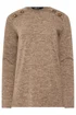 Long Tall Sally Beige Brown Marl Button Long Sleeve Top - Size 14 Image 5