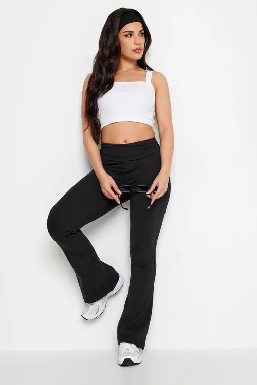 PixieGirl Petite Black Fold Over Waist Flared Leggings - 14 Image 2