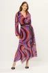 Star By Julien Macdonald Purple Abstract Mesh Pleated Maxi Dress - 20 Image 1