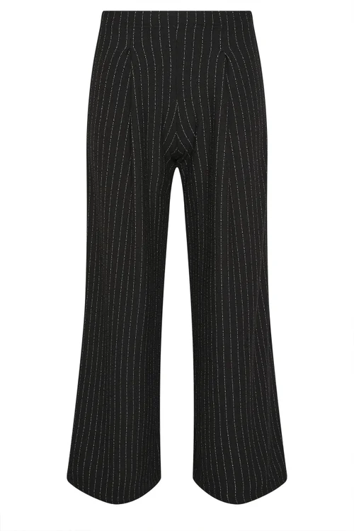 PixieGirl Petite Black Pinstripe Palazzo Wide Leg Trousers - 10 Image 5