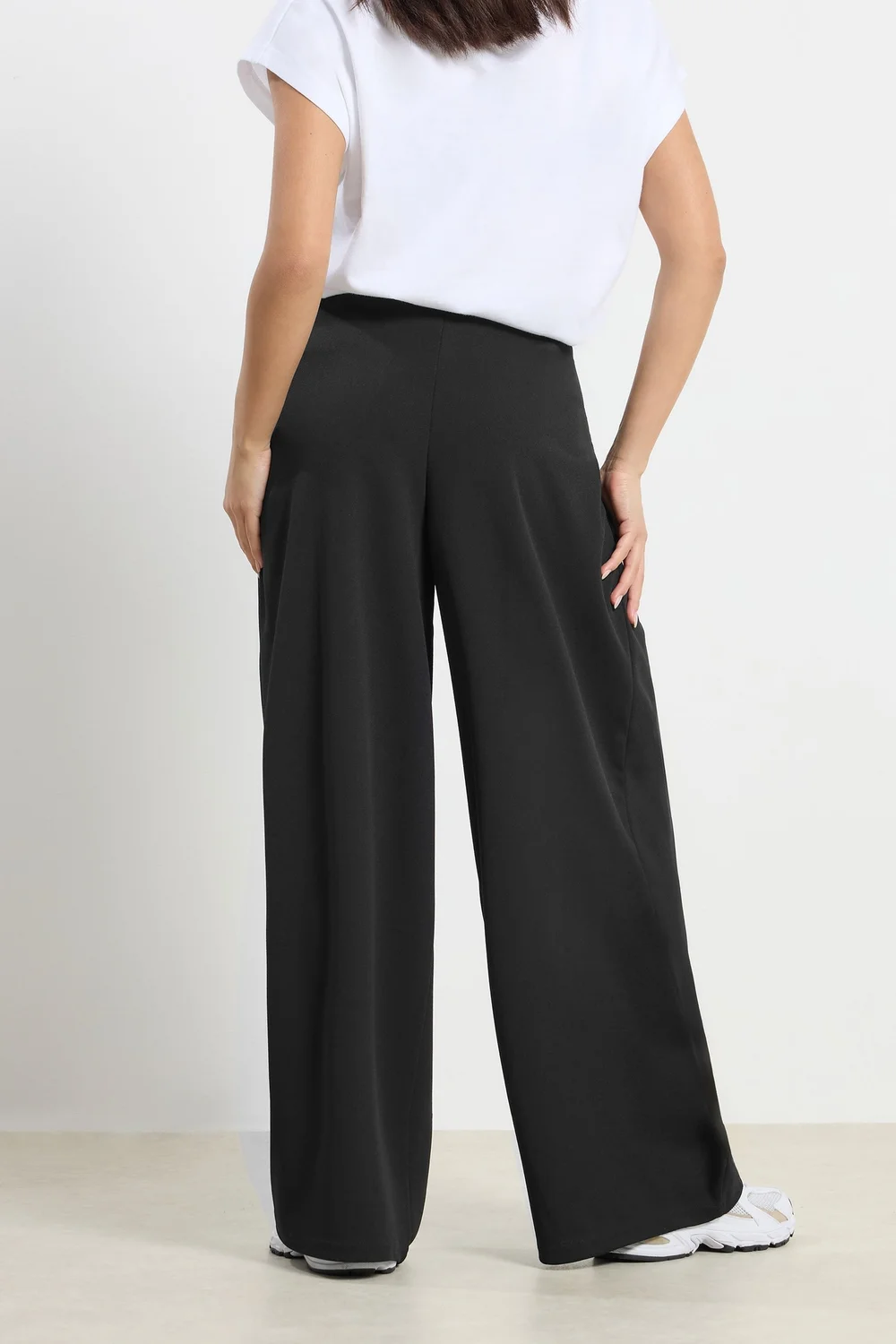 PixieGirl Petite Black Wrap Pleated Wide Leg Trousers - 12 Image 3