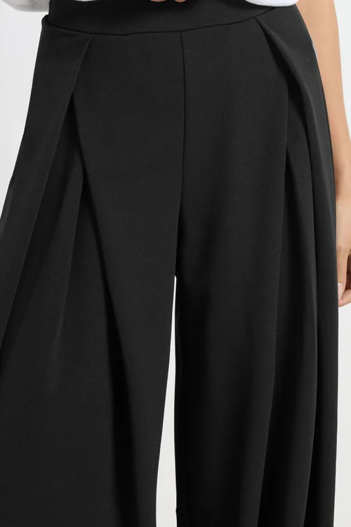 PixieGirl Petite Black Wrap Pleated Wide Leg Trousers - 12 Image 4