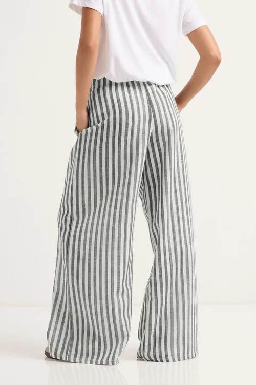 PixieGirl Petite Grey Striped Wide Leg Trousers - Size 18 Image 4