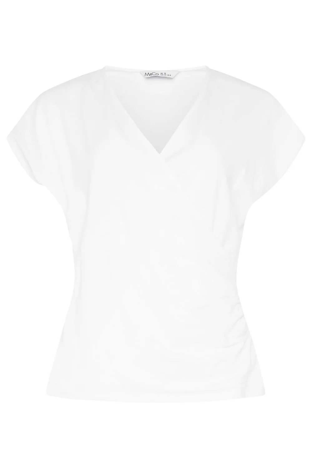 M&Co White Short Sleeve Wrap Top - 10 Image 5