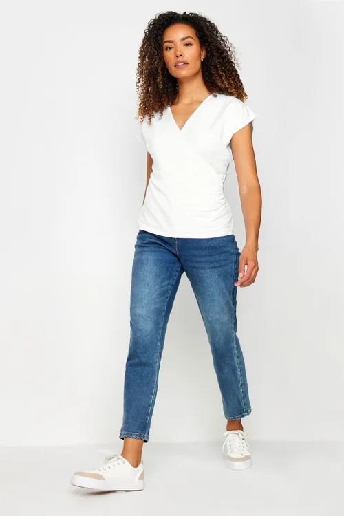 M&Co White Short Sleeve Wrap Top - 10 Image 2