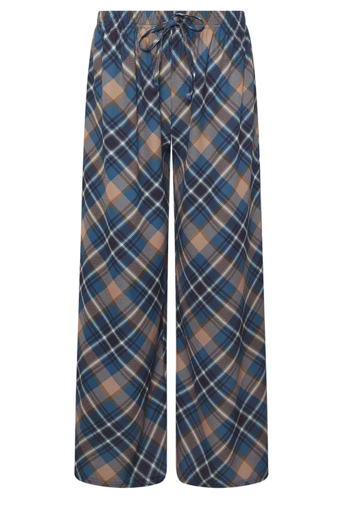PixieGirl Petite Navy Blue Check Wide Leg Trousers - Size 12, Leg 27 Image 5