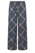 PixieGirl Petite Navy Blue Check Wide Leg Trousers - Size 12, Leg 27 Image 5