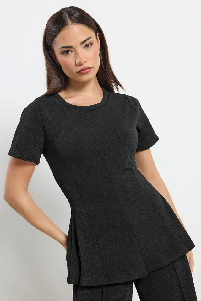 PixieGirl Petite Black Cinched Waist Top