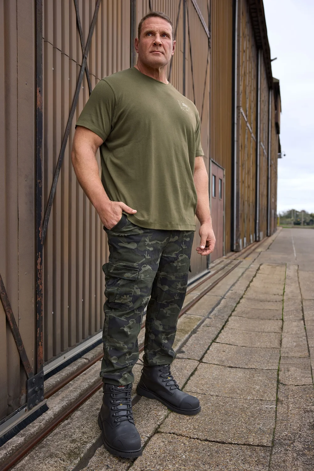 BadRhino Green Camo Print Cargo Trousers - 50 waist 30 leg Image 1